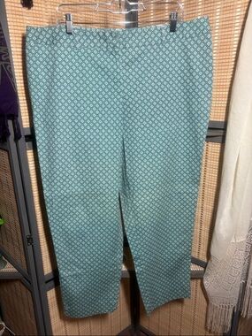 Roz & Ali Teal Geometric-Print Straight Pants